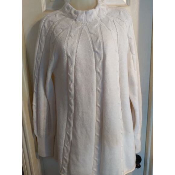 Soft Surroundings Sweater Cream Sz L Cable Knit Boho Preppy Relaxed - Picture 1 of 10